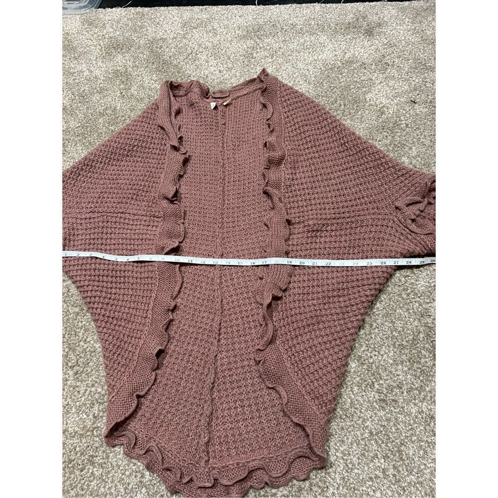 Anthropologie moth cardigan sweater scalloped edge waffle knit boho size S - Picture 10 of 10